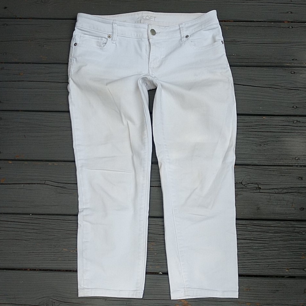 LOFT modern crop white pants